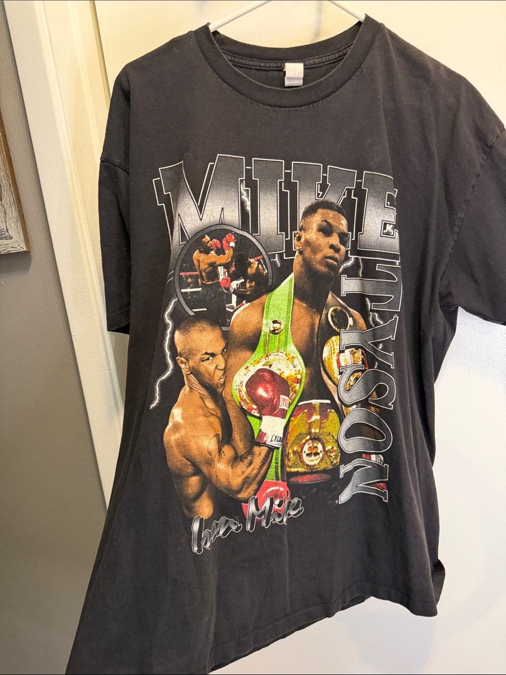 Vintage Mike Tyson Graphic T Shirt Player Tees Heavy Weight Rap Tee Black XL